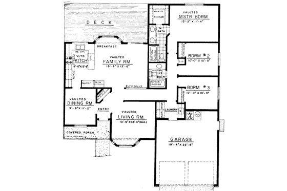 Floor Plan - Main Floor for Ranch House Plan #303-293 - 3 bed, 2 bath