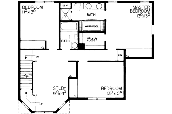 Floor Plan - Upper Floor for Victorian House Plan #72-146 - 3 bed, 2.5 bath