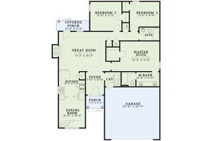 Floor Plan - Main Floor for Traditional House Plan #17-152 - 3 bed, 2 bath