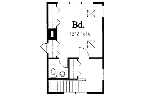 Floor Plan - Upper Floor for Traditional House Plan #303-309 - 2 bed, 1.5 bath