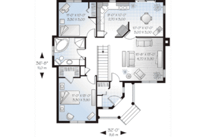 Floor Plan - Main Floor for Farmhouse House Plan #23-486 - 2 bed, 1 bath