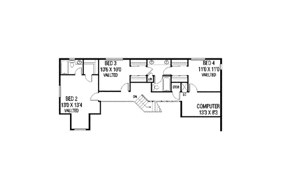 Floor Plan - Upper Floor for Traditional House Plan #60-627 - 4 bed, 4 bath