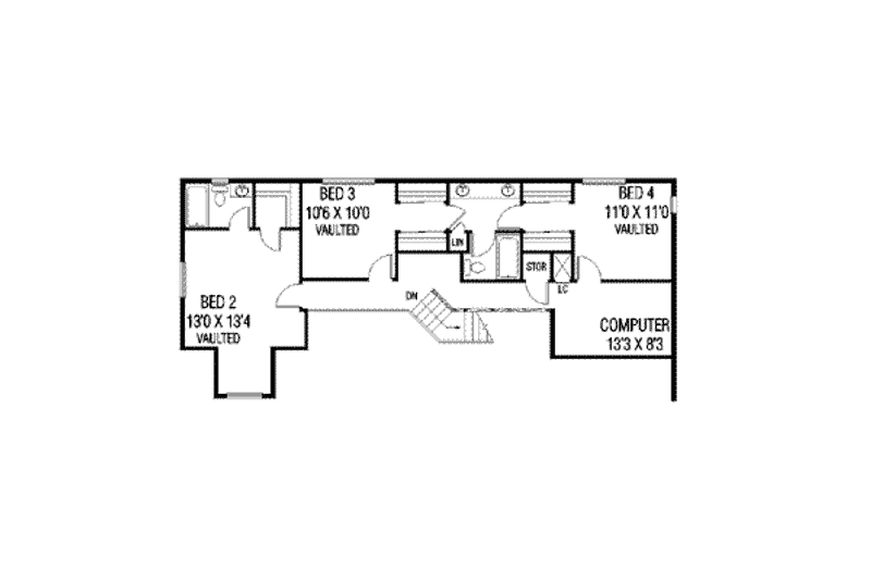 Home Plan - Floor Plan - Upper Floor for Traditional House Plan #60-627 - 4 bed, 4 bath