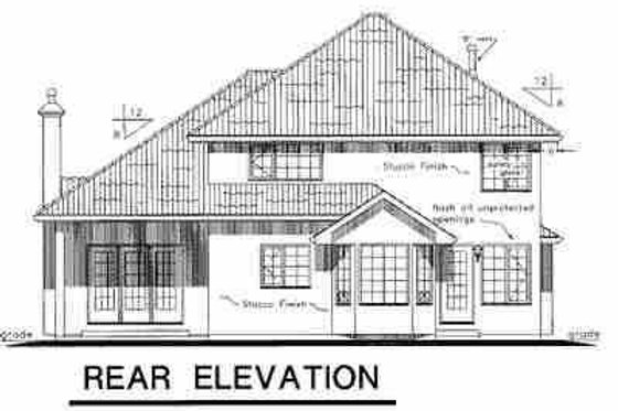 Exterior - Rear Elevation for European House Plan #18-247 - 3 bed, 2.5 bath