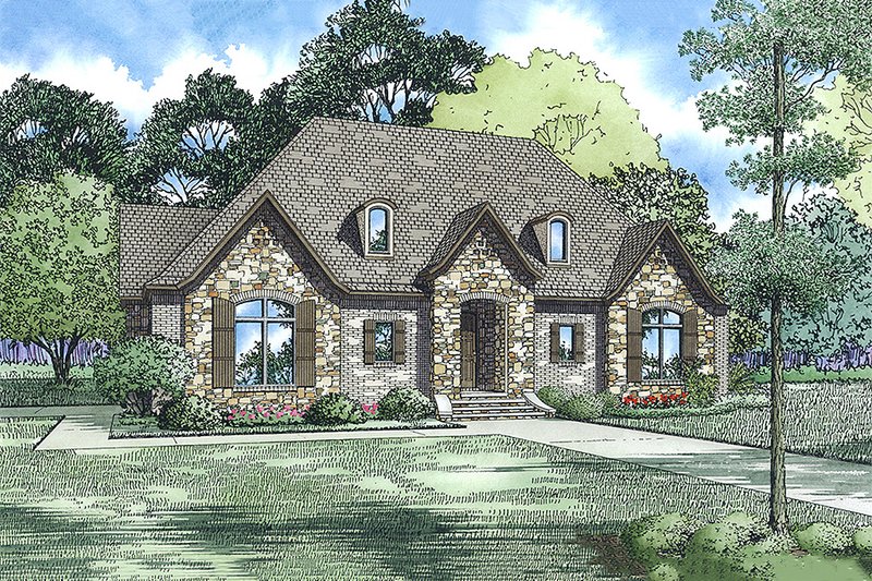 House Blueprint - European Exterior - Front Elevation Plan #17-2548