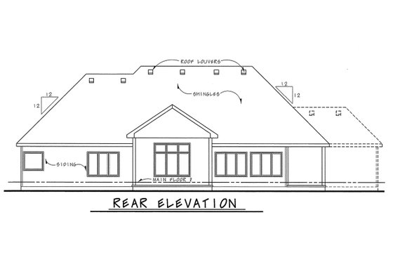 Exterior - Rear Elevation 2 for Country House Plan #20-2192 - 3 bed, 2.5 bath