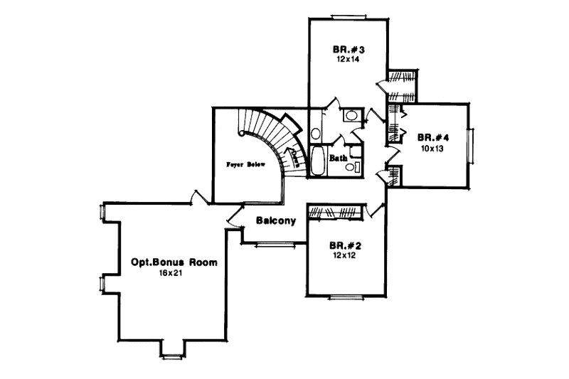 Dream House Plan - Floor Plan - Upper Floor for European House Plan #41-166 - 4 bed, 2.5 bath