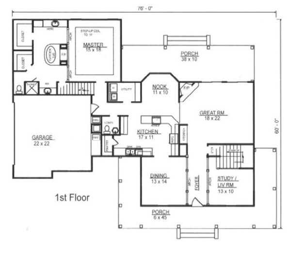 Architectural House Design - European Floor Plan - Main Floor Plan #14-255