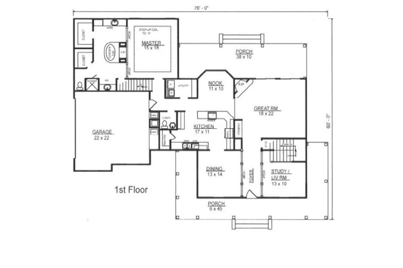 Home Plan - Floor Plan - Main Floor for European House Plan #14-255 - 4 bed, 3.5 bath