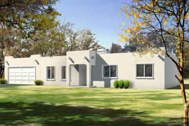 House Design - Adobe / Southwestern Exterior - Front Elevation Plan #1-1394
