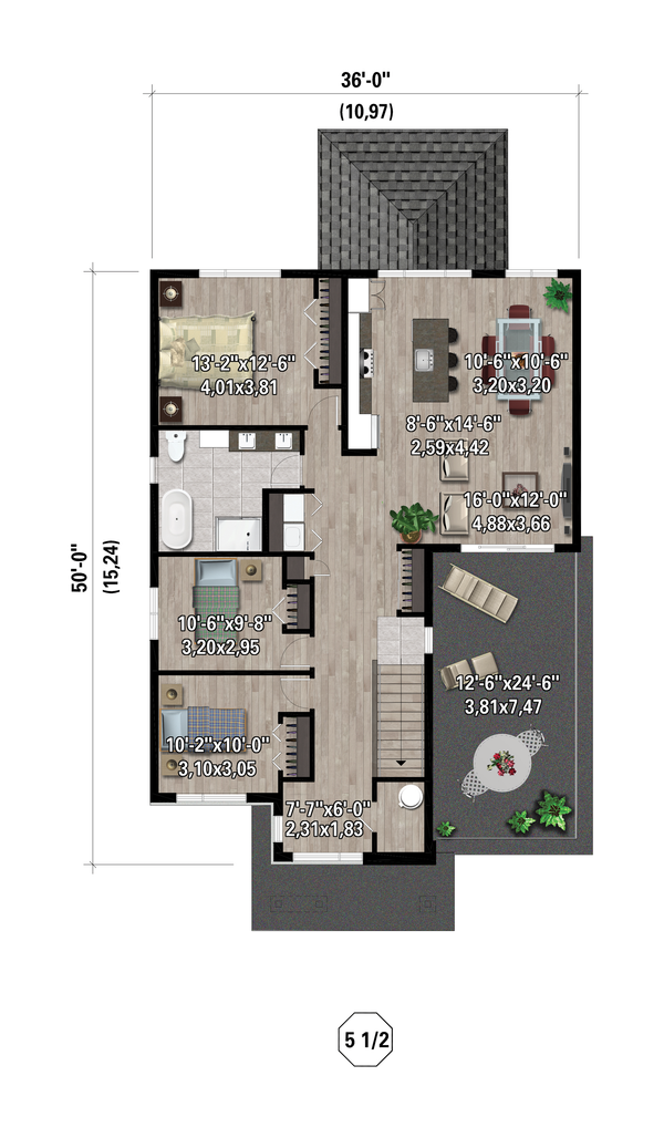 Contemporary Floor Plan - Upper Floor Plan #25-4991