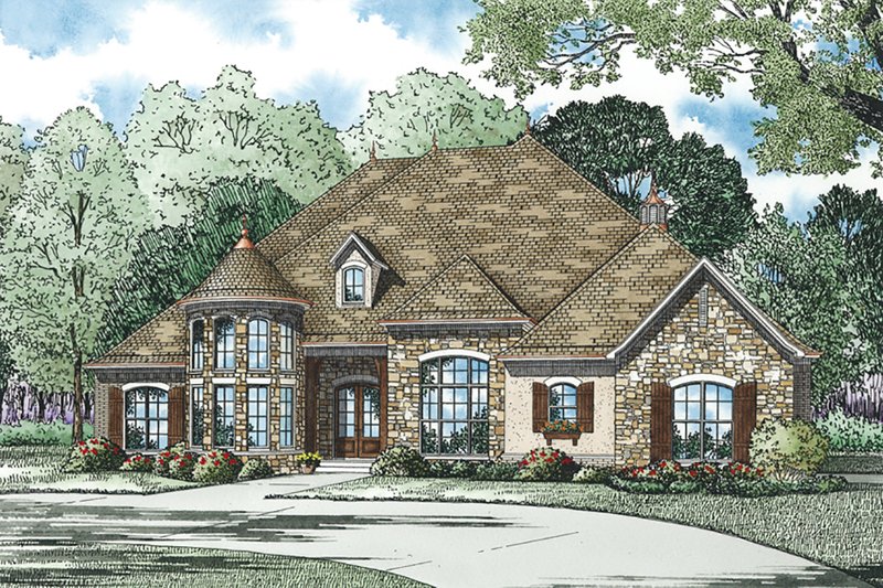 House Plan Design - European, Front Elevation, 4 Bed Rooms