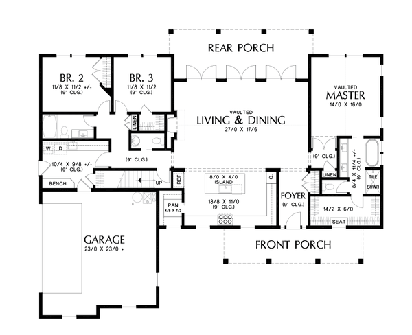 House Blueprint - Contemporary Floor Plan - Main Floor Plan #48-1000