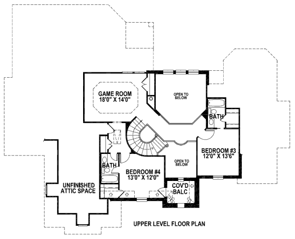 European Floor Plan - Upper Floor Plan #141-257