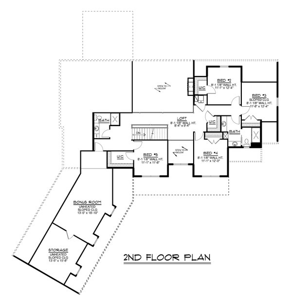 House Blueprint - Farmhouse Floor Plan - Upper Floor Plan #1064-413