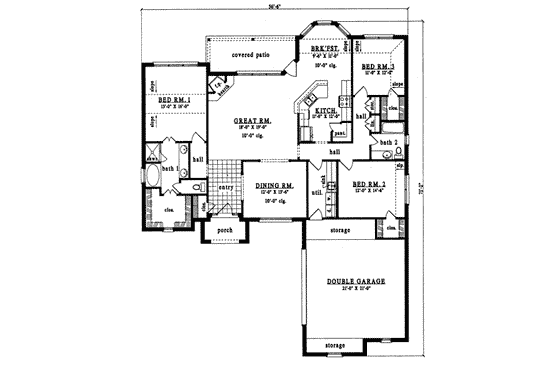 Floor Plan - Main Floor for European House Plan #42-260 - 3 bed, 2 bath