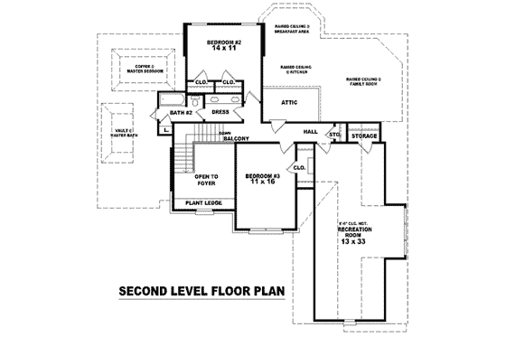 Floor Plan - Upper Floor for European House Plan #81-1010 - 3 bed, 2.5 bath