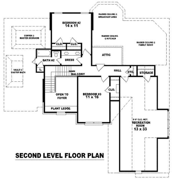 Floor Plan - Upper Floor for European House Plan #81-1010 - 3 bed, 2.5 bath