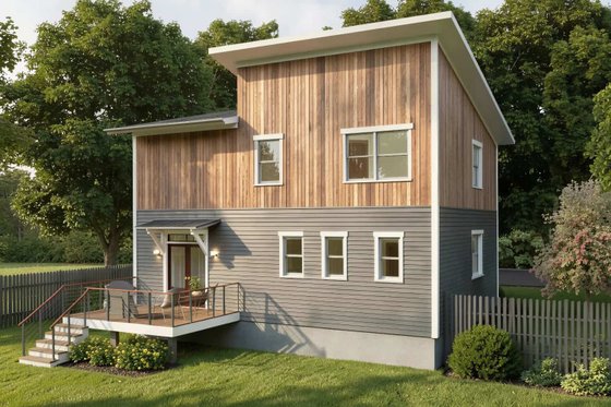 Exterior - Front Elevation 3 for Modern House Plan #79-298 - 3 bed, 2.5 bath