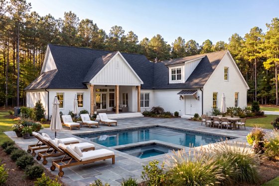 Exterior - Rear Elevation 2 for Farmhouse House Plan #430-438 - 3 bed, 3.5 bath