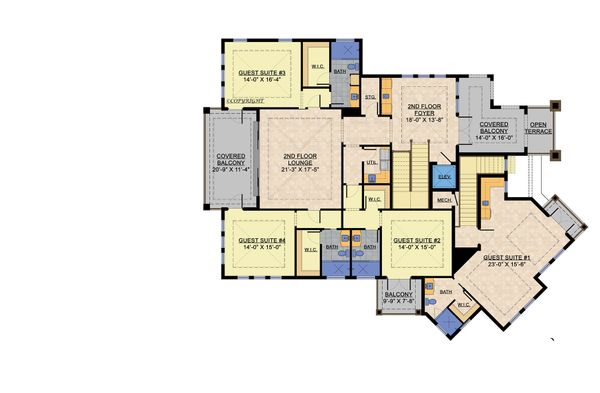 Contemporary Floor Plan - Upper Floor Plan #548-25