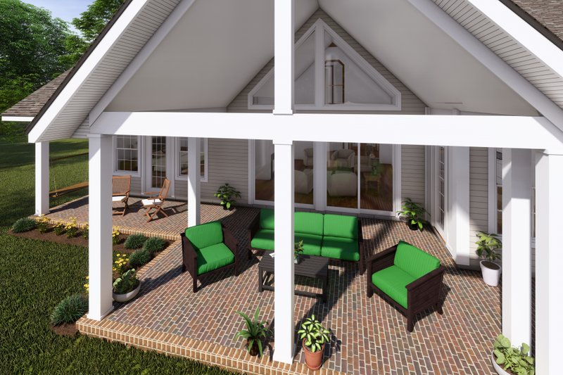 House Blueprint - Exterior - Covered Porch for Farmhouse House Plan #513-2221 - 3 bed, 3.5 bath