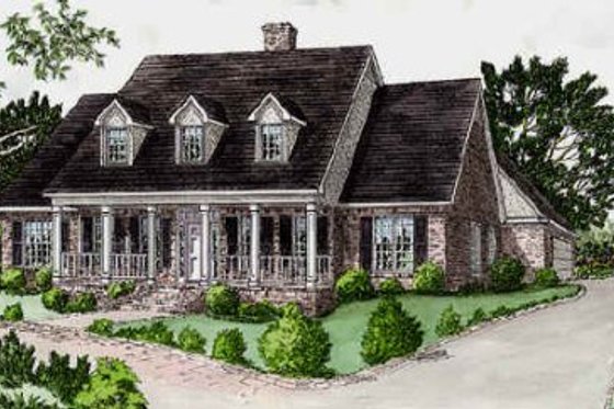 Exterior - Front Elevation for Southern House Plan #16-219 - 5 bed, 3.5 bath