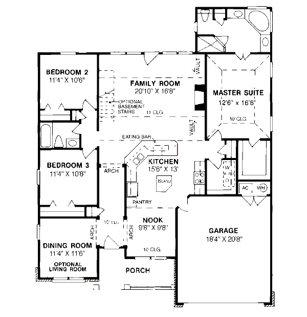 House Plan Design - Traditional Floor Plan - Main Floor Plan #20-171