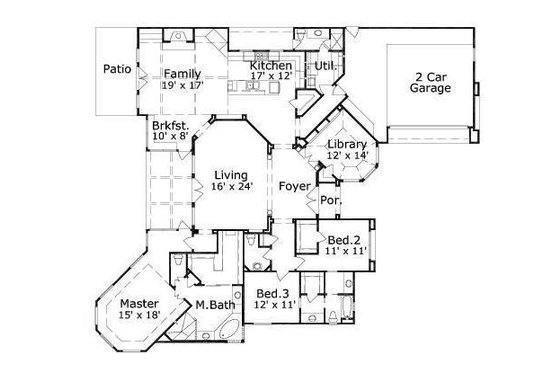 Floor Plan - Main Floor for European House Plan #411-363 - 3 bed, 3 bath