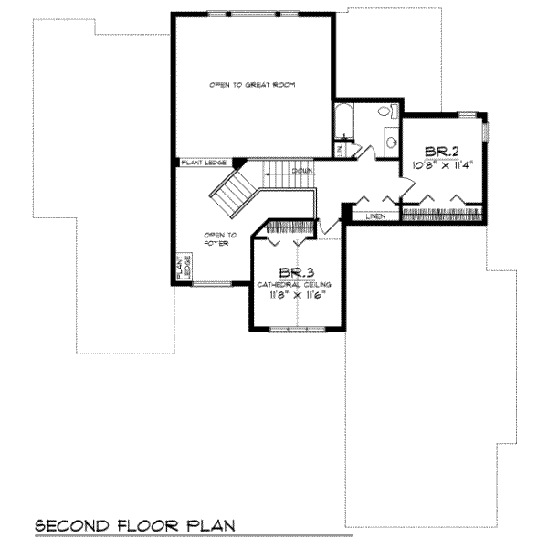 Traditional Floor Plan - Upper Floor Plan #70-402