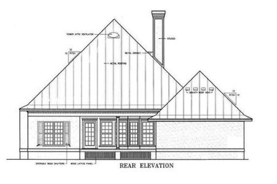 Exterior - Rear Elevation for Country House Plan #45-132 - 4 bed, 4 bath