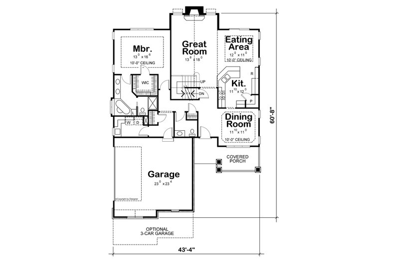 Dream House Plan - Floor Plan - Main Floor for Traditional House Plan #20-1750 - 3 bed, 3 bath