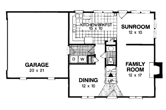 Floor Plan - Main Floor for Colonial House Plan #56-125 - 3 bed, 2.5 bath