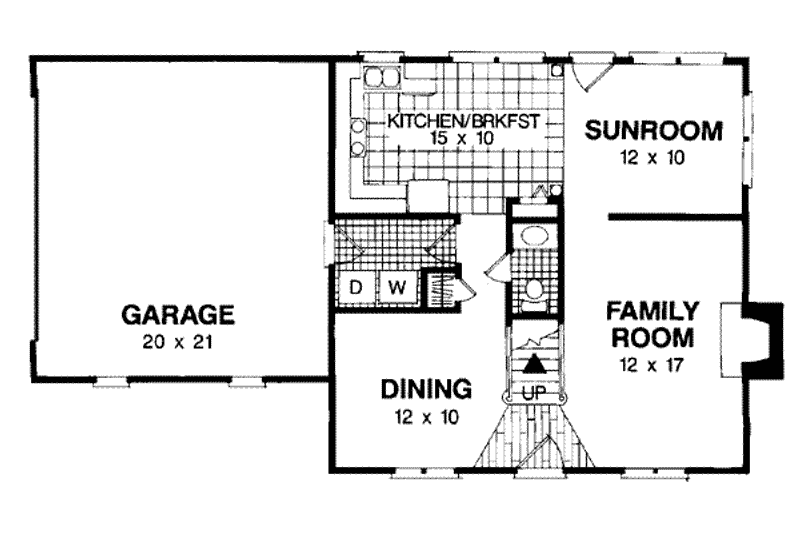 Home Plan - Floor Plan - Main Floor for Colonial House Plan #56-125 - 3 bed, 2.5 bath