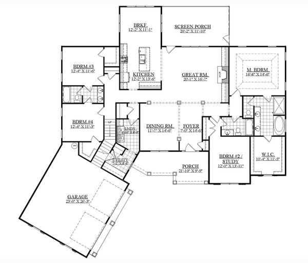 House Design - Ranch Floor Plan - Main Floor Plan #1071-13