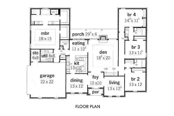 Floor Plan - Main Floor for European House Plan #16-177 - 4 bed, 3 bath