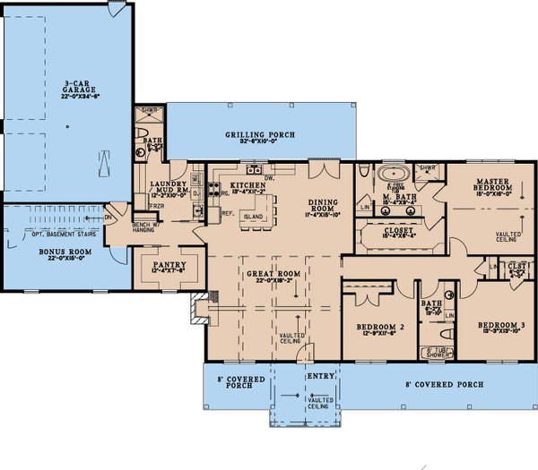 Architectural House Design - Farmhouse Floor Plan - Main Floor Plan #923-384