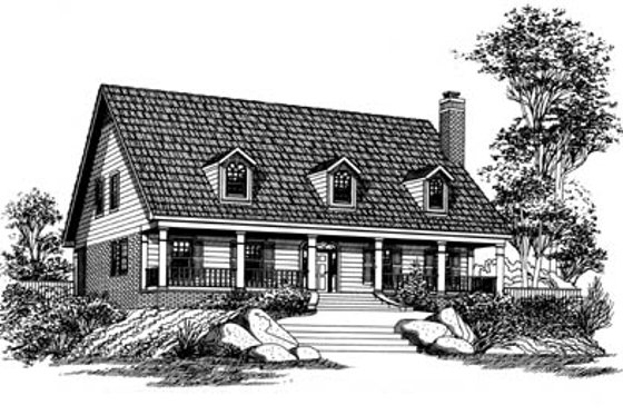 Exterior - Front Elevation for Country House Plan #15-210 - 4 bed, 3 bath