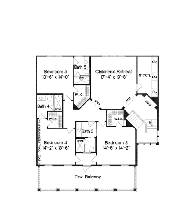 Colonial Floor Plan - Upper Floor Plan #135-142