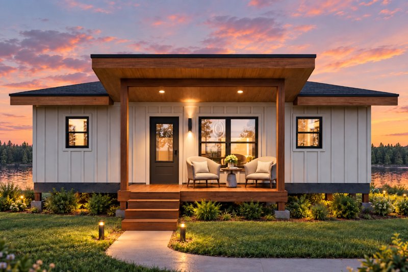 House Blueprint - Exterior - Front Elevation 4 for Contemporary House Plan #932-1458 - 1 bed, 1 bath