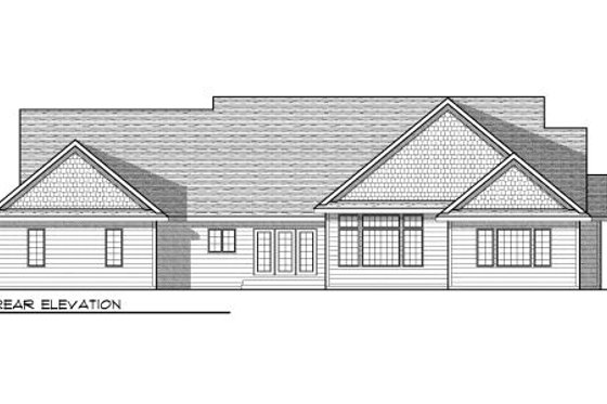 Exterior - Rear Elevation for Bungalow House Plan #70-951 - 3 bed, 2.5 bath