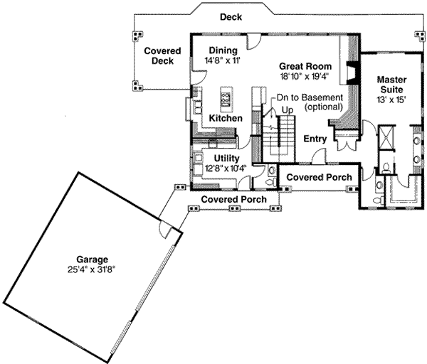 House Plan Design - Craftsman Floor Plan - Main Floor Plan #124-208