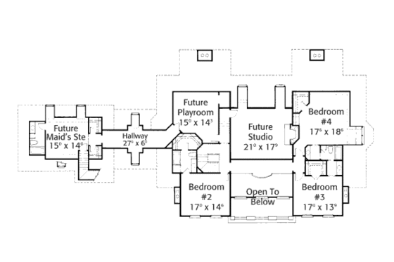 Floor Plan - Upper Floor for European House Plan #429-43 - 4 bed, 3.5 bath