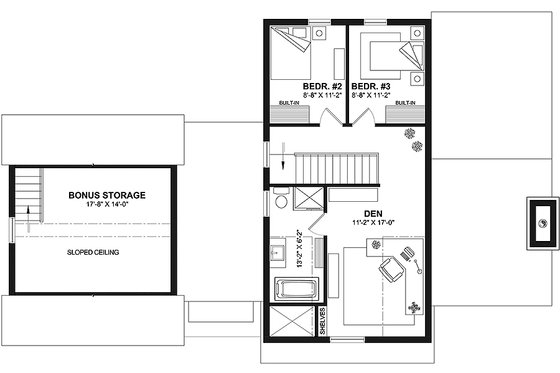 Floor Plan - Upper Floor for Country House Plan #23-2805 - 4 bed, 2.5 bath