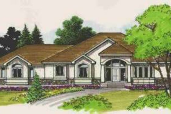 Exterior - Front Elevation for Mediterranean House Plan #308-231 - 5 bed, 3.5 bath