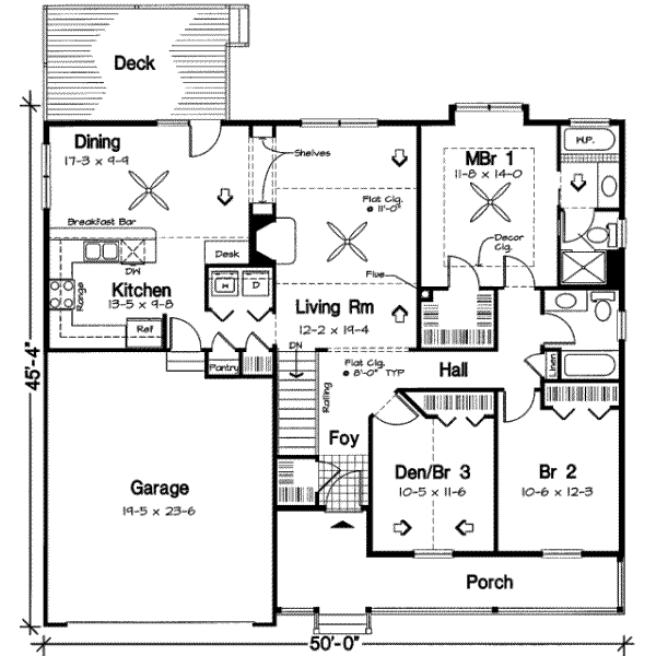 Ranch Floor Plan - Main Floor Plan #312-156