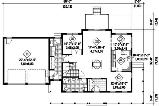 Floor Plan - Main Floor for Country House Plan #25-4497 - 3 bed, 3 bath
