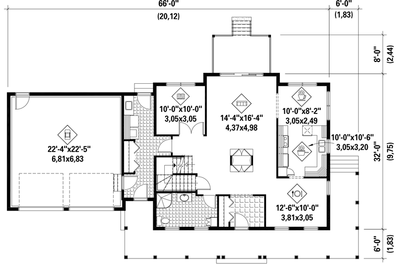 House Blueprint - Floor Plan - Main Floor for Country House Plan #25-4497 - 3 bed, 3 bath