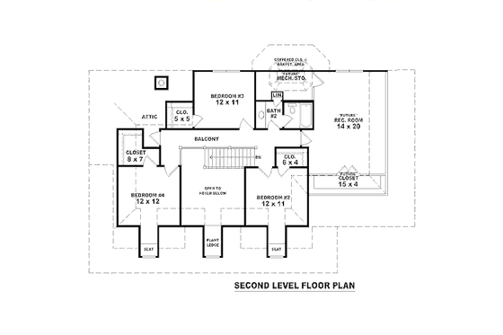 Floor Plan - Upper Floor for Southern House Plan #81-13810 - 4 bed, 2.5 bath