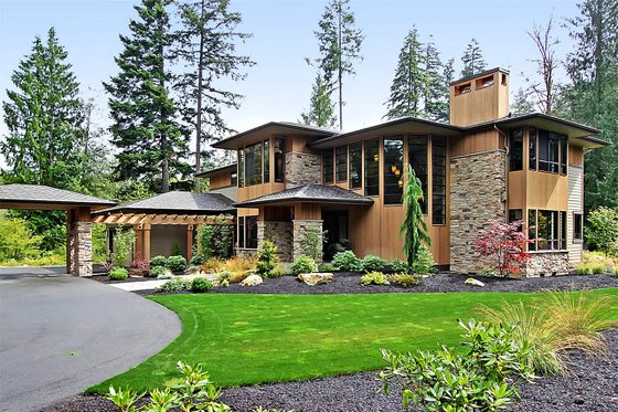 Exterior - Front Elevation 4 for Modern House Plan #132-221 - 4 bed, 4.5 bath